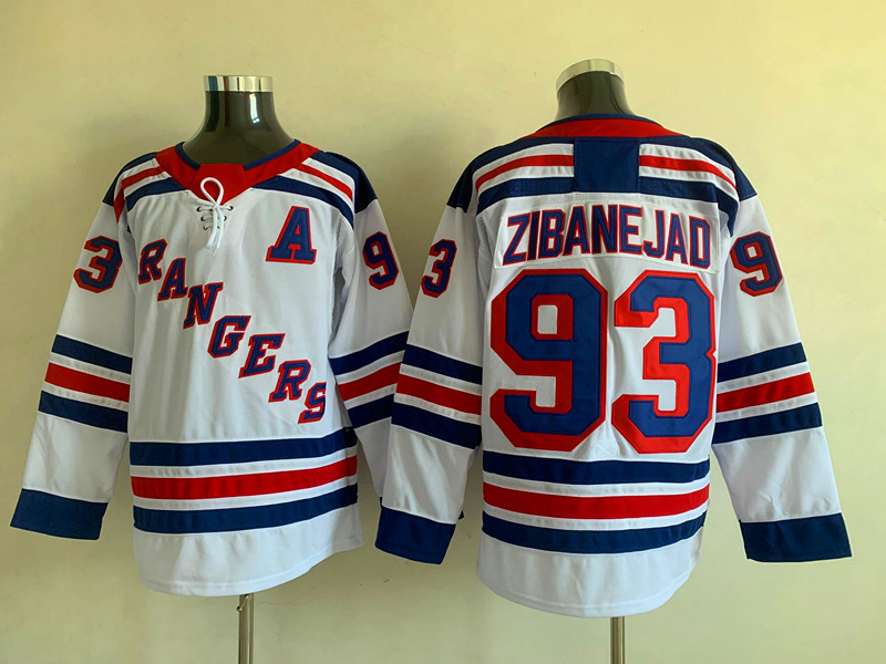 Men's New York Rangers Mika Zibanejad #93 White Jersey